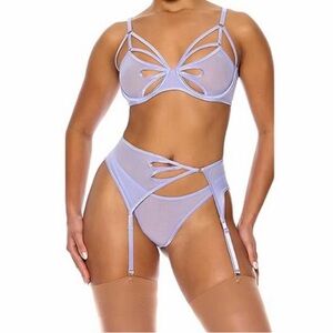 NWT Forplay Purple Strappy Bra Lingerie Set